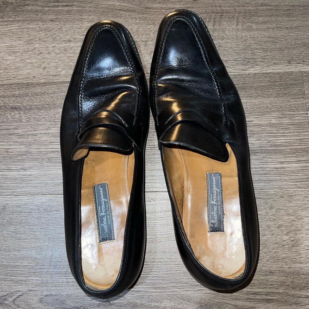 Salvatore Ferragamo Black Leather Loafers